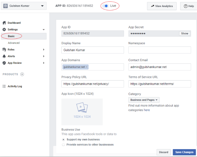 How can I get my Facebook analytics app id